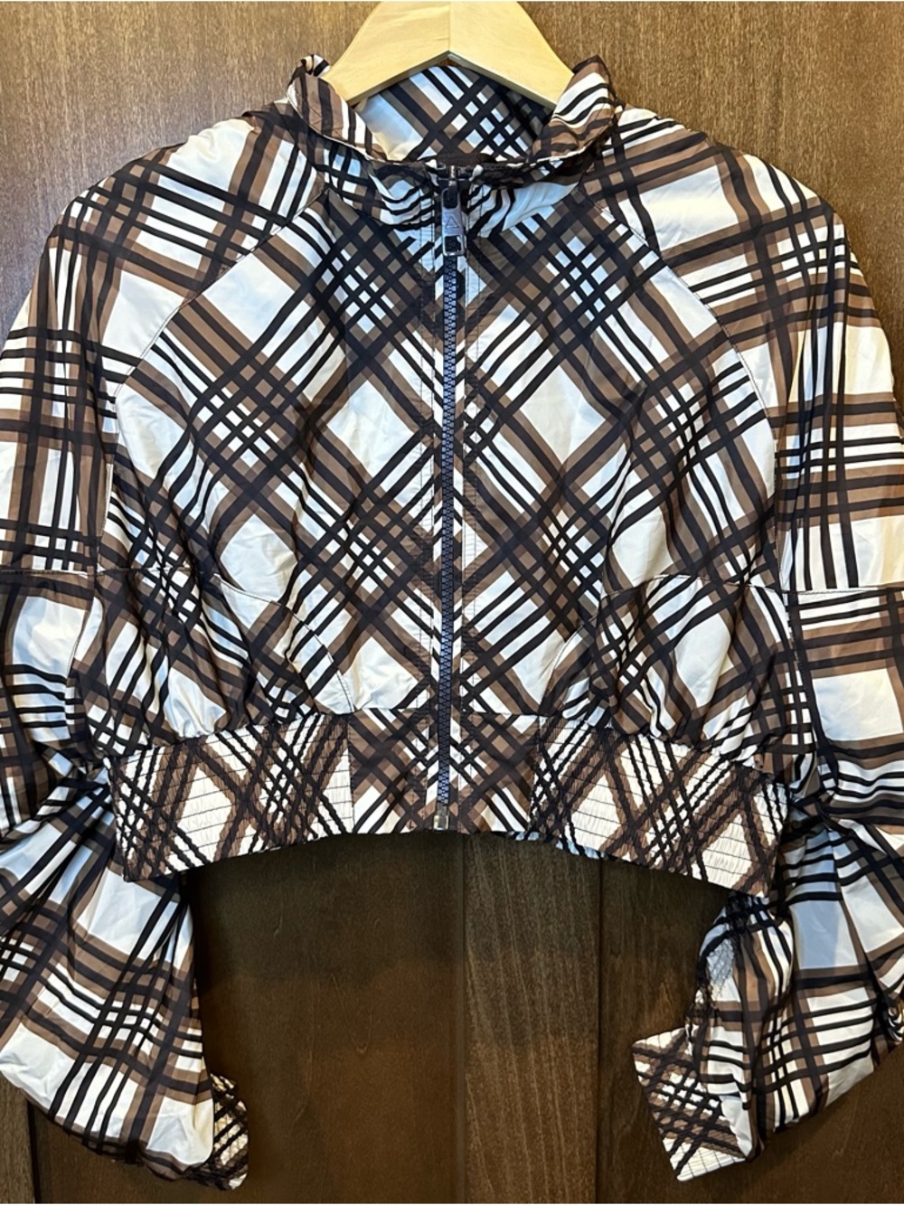 Balance Athletica Vitality Ethos Cropped Plaid Windbreaker Jacket